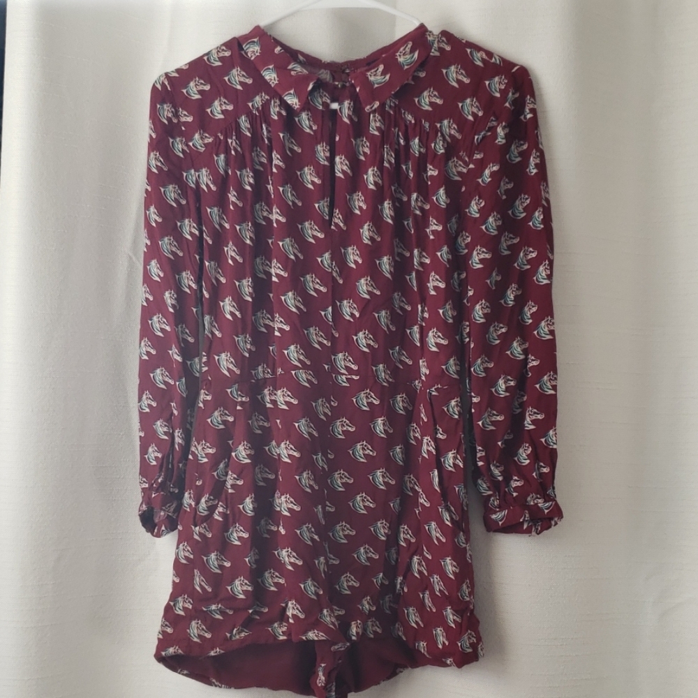 Forever 21 Maroon Horse Romper